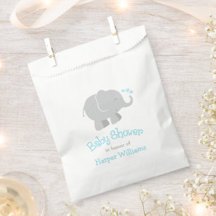 Sachets En Papier Baby shower moderne Sky Blue et Grey Elephant Boy