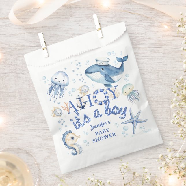 Sachets En Papier Baby shower nautique Marine Blue Boy (Coupé)