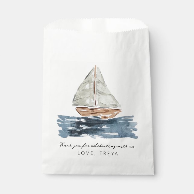 Sachets En Papier Baby shower nautique Merci nautique (Devant)