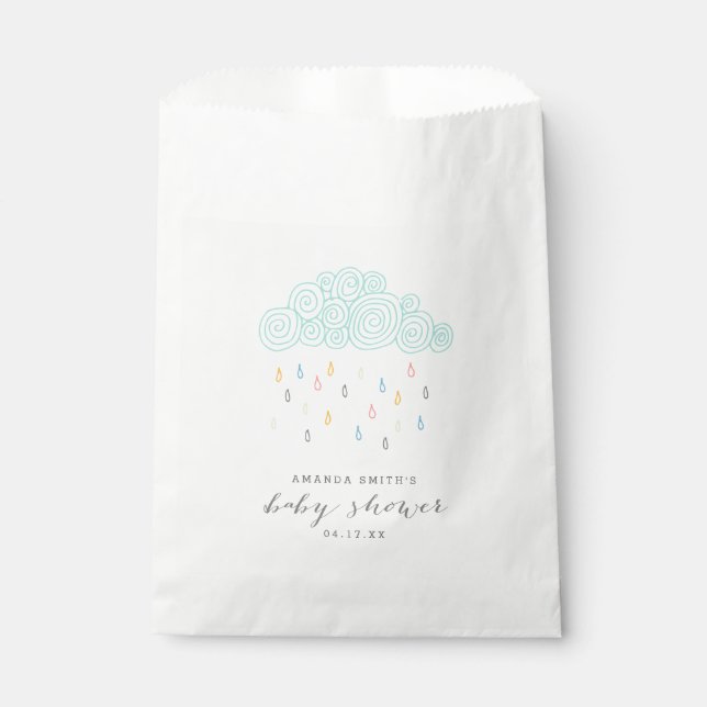 Sachets En Papier Baby shower nuages de pluie (Devant)