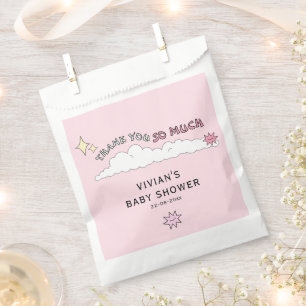 Sachets En Papier Baby shower nuageux rose Doodle amusant