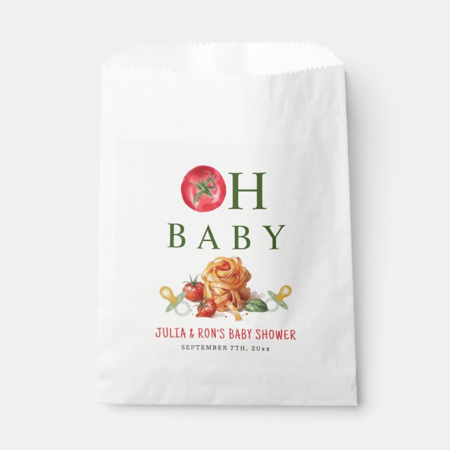 Sachets En Papier Baby shower Oh Baby Pasta & Pacifiers (Devant)