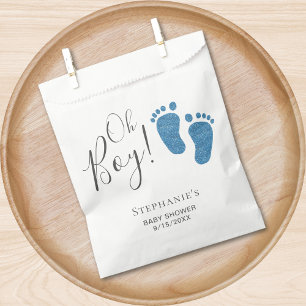 Sachets En Papier Baby shower Oh Boy Blue Feet