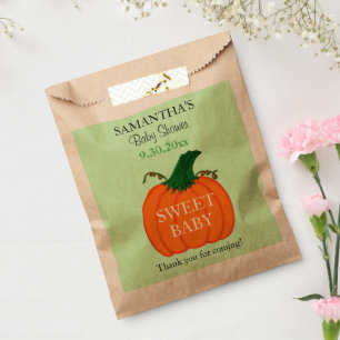 Sachets En Papier Baby shower orange Citrouille vert Faveurs