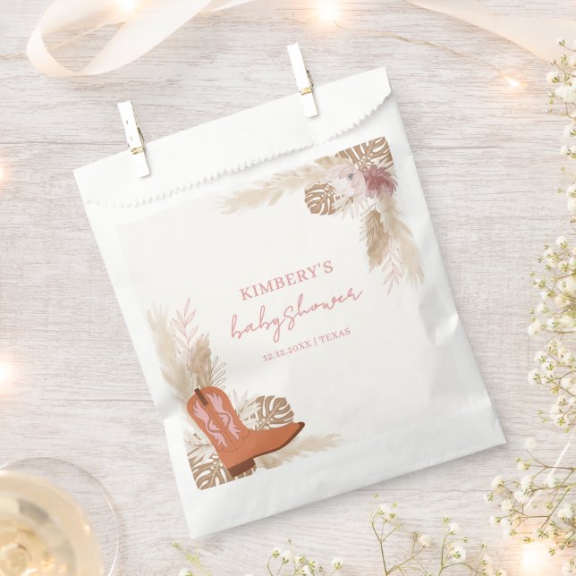 Sachets En Papier Baby shower Pampas Boot Boho Rose Elegant Boho (Coupé)