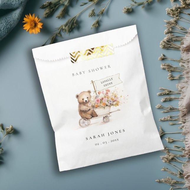 Sachets En Papier Baby shower Panier Floral Teddy Cute Localement Cu (Créateur téléchargé)