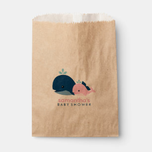 Sachets En Papier Baby shower Pink Mom and Baby Whales