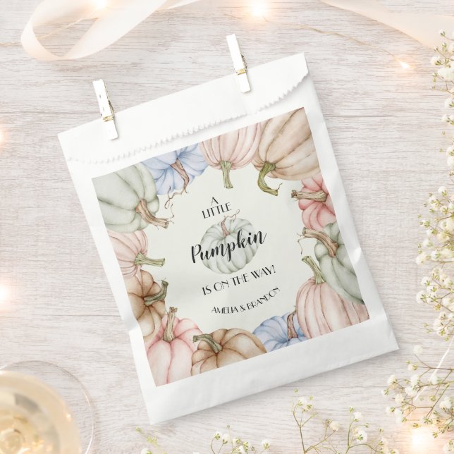 Sachets En Papier Baby Shower pour Bébé de Genre Neutre aux Citrouil (Coupé)