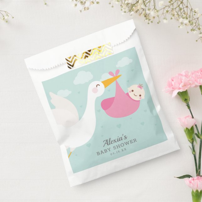 Sachets En Papier Baby shower pour fille Stork Pink Bundle (Scellé)