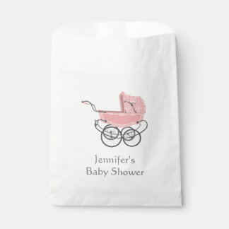 Sachets En Papier Baby shower Pram rose Favoriser Sac