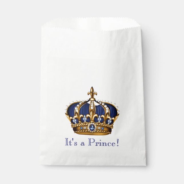 Sachets En Papier Baby-Shower Prince Couronne (Devant)