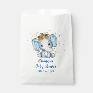 Sachets En Papier Baby shower Prince Royal Blue Gold Elephant Boy