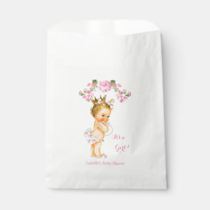 Sachets En Papier Baby Shower Princesse Fille Blanc Rose Blonde