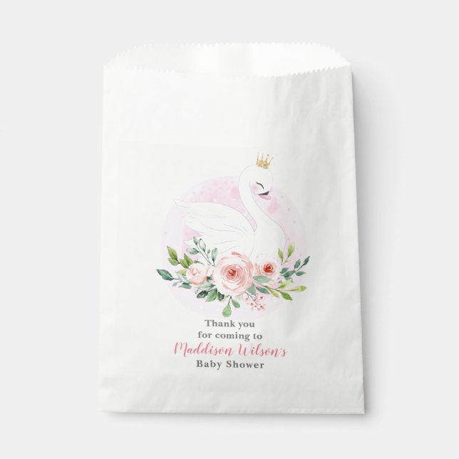 Sachets En Papier Baby shower Princesse Swan Girly (Devant)