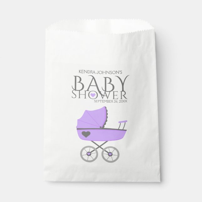 Sachets En Papier Baby shower Purple Baby Carriage Girls (Devant)