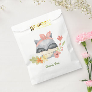 Sachets En Papier Baby shower Raccoon pour bébé mignon rose