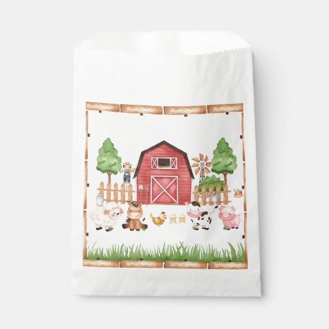 Sachets En Papier Baby shower Red Farm Animaux (Devant)