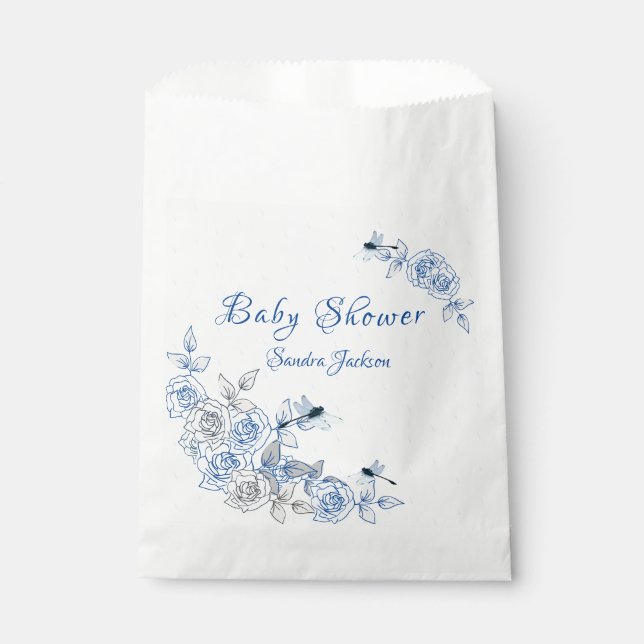Sachets En Papier Baby shower Rose de dragonfly Boy (Devant)