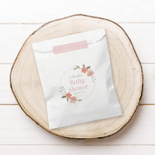 Sachets En Papier Baby shower rose floral d'aquarelle sensible