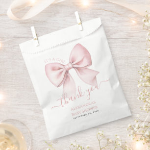 Sachets En Papier Baby Shower Ruban Rose C'est une Fille Merci
