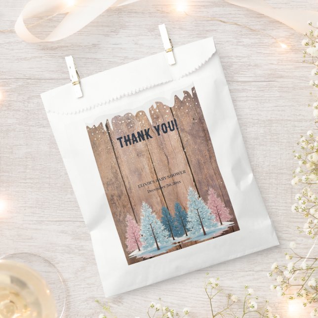 Sachets En Papier Baby shower rustique des pins d'hiver (Coupé)