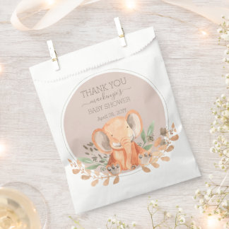 Sachets En Papier Baby shower Safari Elephant Aquarelle
