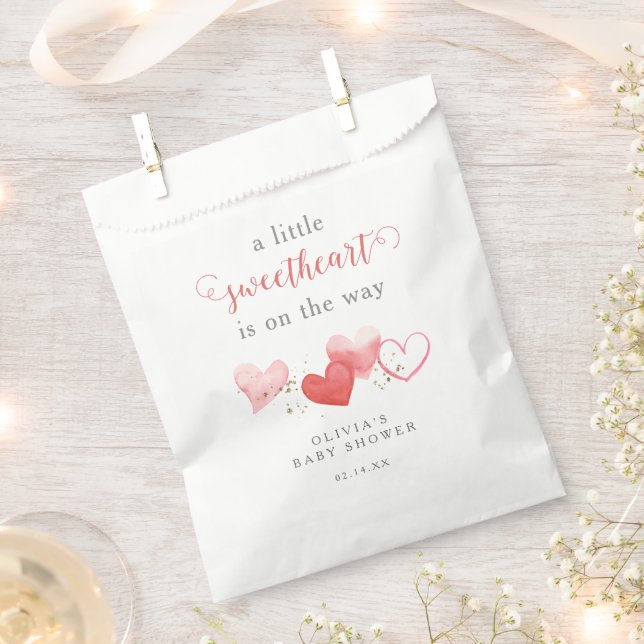 Sachets En Papier Baby shower Saint Valentin Little Sweetheart Heart (Coupé)
