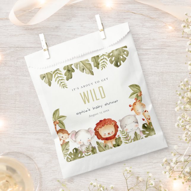 Sachets En Papier Baby shower sauvage de Safari Tropical Animaux (Coupé)