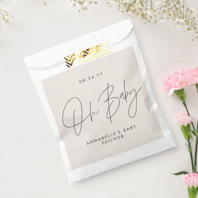 Sachets En Papier Baby shower script moderne crème audacieuse noir i (Scellé)