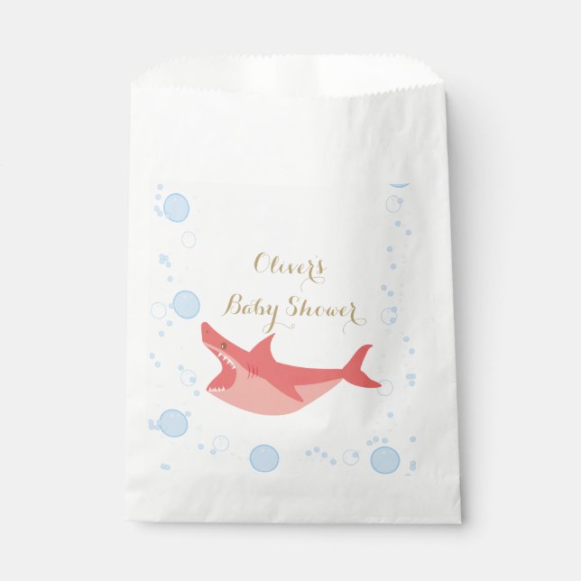 Sachets En Papier Baby shower Shark Summer Red und Blue Bubbles (Devant)