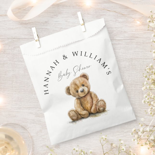Sachets En Papier Baby shower simple Aquarelle Teddy Bear (Coupé)