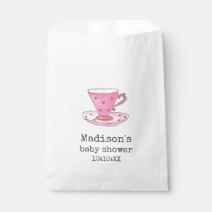 Sachets En Papier Baby Shower Tea Party Tasse à thé rose aquarelle