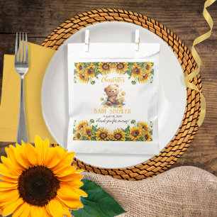 Sachets En Papier Baby shower Teddy Bear et Sunflower