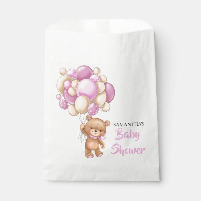 Sachets En Papier Baby shower Teddy Girl - Blanc (Devant)