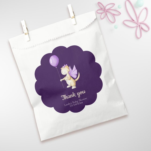 Sachets En Papier Baby shower Thème de dragon bleu foncé St Jacques (Créateur téléchargé)