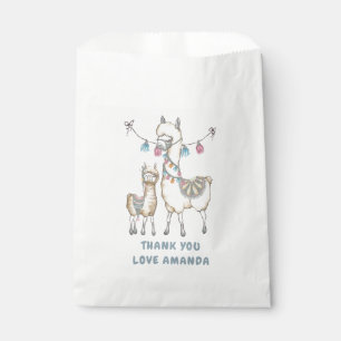 Sachets En Papier Baby-Shower thème Lama aquarelle
