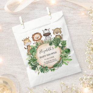 Sachets En Papier Baby shower tropical de verdure Jungle Animaux sau