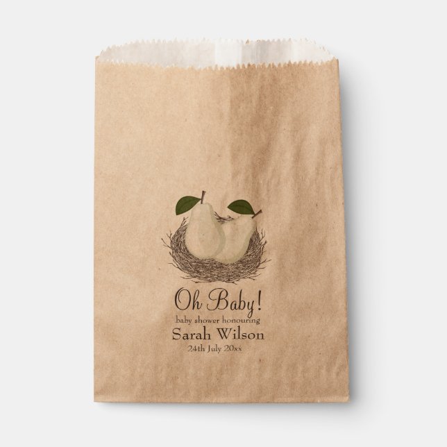 Sachets En Papier Baby shower Twin Pear Favoriser Sac (Devant)