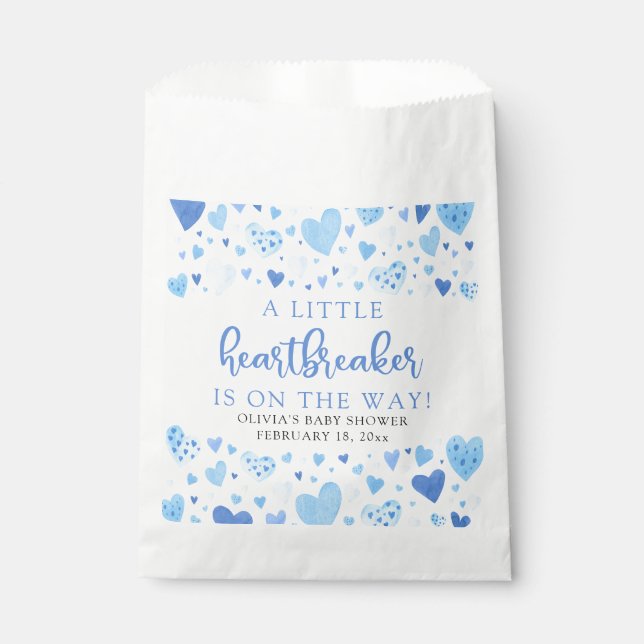 Sachets En Papier Baby shower Valentine Blue Little Heartbreaker (Devant)