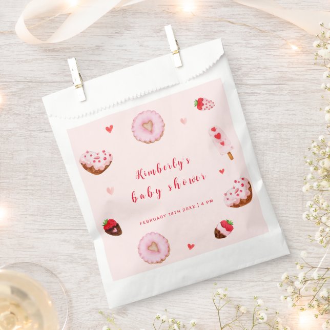 Sachets En Papier Baby shower Valentines de Donuts Roses (Coupé)