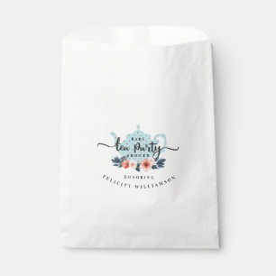 Sachets En Papier Baby shower vintage bleu chic de thé de point de