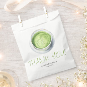 Sachets En Papier Baby Shower Watercolor Matcha Latte Merci