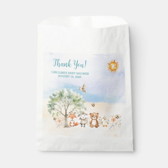 Sachets En Papier Baby shower Whimsical Wildlife Animaux (Devant)