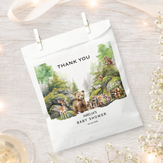 Sachets En Papier Baby shower Whimsical Woodland Forest Animaux (Coupé)