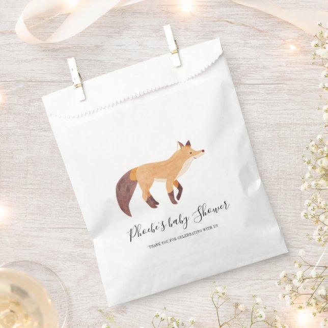 Sachets En Papier Baby shower Woodland Fox Custom (Coupé)