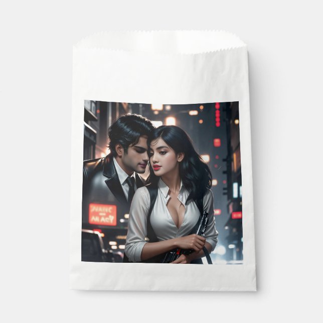 Sachets En Papier Baguettes couleur Digital 3D Design Blanc Favorise (Devant)