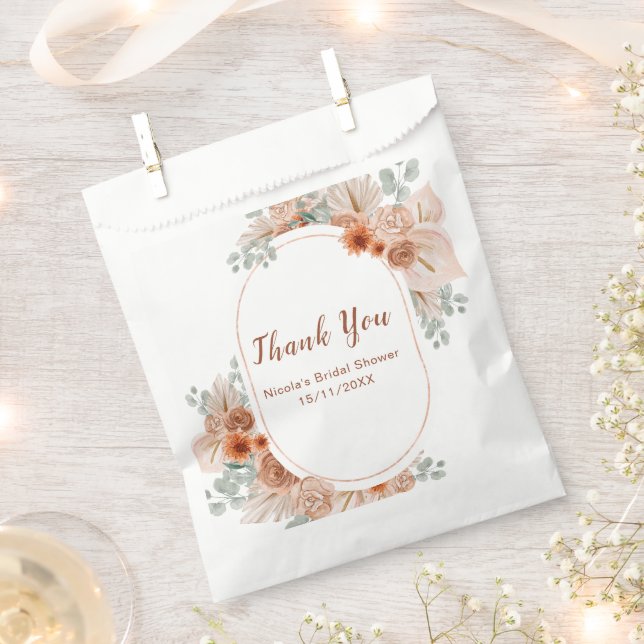 Sachets En Papier Baigneuse Bohème Roseaux Séchés Shower de Mariée (Coupé)