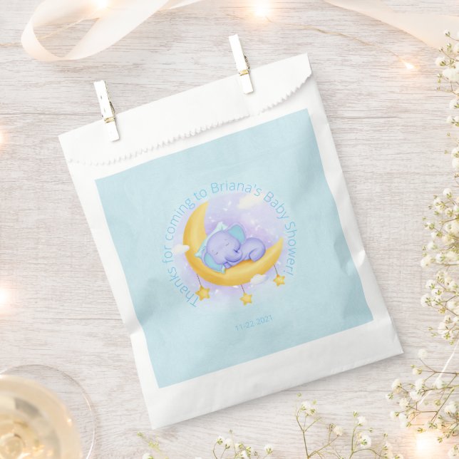 Sachets En Papier Bain de bébé éléphant garçon bleu (Coupé)