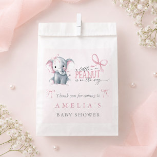Sachets En Papier Bain de bébé fille à l'éléphant et ruban rose