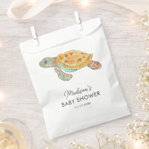 Sachets En Papier Bain de bébé personnalisé Tortue de mer aquarelle